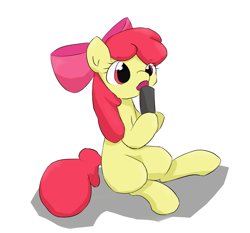 Size: 2331x2176 | Tagged: safe, artist:up_p_ab, derpibooru import, apple bloom, earth pony, pony, female, filly, foal, food, simple background, sitting, sushi, white background