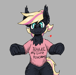 Size: 1696x1672 | Tagged: safe, artist:reddthebat, derpibooru import, oc, oc only, oc:mare bits, earth pony, pony, bipedal, chest fluff, clothes, ear fluff, ears, earth pony oc, female, freckles, frog (hoof), hooves, mare, meme, my little pogchamp, shirt, solo, t-shirt, tail, two toned mane, two toned tail, underhoof