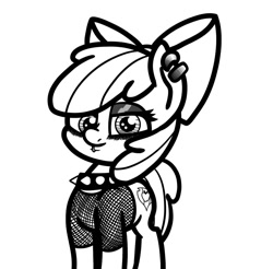 Size: 984x968 | Tagged: safe, artist:ewoudcponies, derpibooru import, apple bloom, earth pony, pony, clothes, collar, ear piercing, female, filly, foal, makeup, piercing, shirt, solo, spiked collar, t-shirt