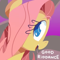 Size: 1512x1512 | Tagged: safe, artist:docwario, derpibooru import, fluttershy, pegasus, pony, female, out of character, smiling, solo, speech bubble, text