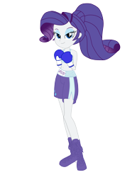 Size: 2550x3300 | Tagged: safe, artist:alamarus, derpibooru import, rarity, equestria girls, boxing, boxing gloves, boxing shorts, clothes, eyebrows, eyeshadow, female, lidded eyes, looking at you, makeup, misleading thumbnail, simple background, smiling, smiling at you, solo, sports, sports bra, transparent background