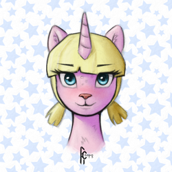 Size: 1510x1510 | Tagged: safe, artist:rcooper, derpibooru import, oc, cat, cat pony, original species, unicorn, :3, blue eyes, simple background, solo