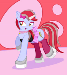 Size: 1920x2160 | Tagged: safe, artist:alexdti, derpibooru import, oc, oc:cinnamon lightning, pony, unicorn, clothes, eyeshadow, female, high heels, makeup, mare, shoes, skirt, solo