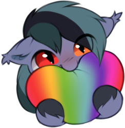 Size: 596x610 | Tagged: safe, artist:astralblues, derpibooru import, oc, oc only, oc:scrimmy, bat pony, pony, bat pony oc, cute, heart, heterochromia, male, ocbetes, simple background, solo, stallion, transparent background, unshorn fetlocks