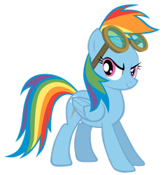 Size: 2363x2537 | Tagged: safe, artist:goblinengineer, derpibooru import, rainbow dash, pegasus, pony, season 1, swarm of the century, female, goggles, high res, mare, simple background, solo, transparent background, vector