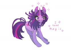 Size: 1202x850 | Tagged: safe, artist:soaomyu, derpibooru import, twilight sparkle, unicorn twilight, pony, unicorn, simple background, solo, sparkles, white background