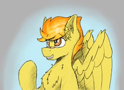 Size: 950x697 | Tagged: safe, artist:reddthebat, derpibooru import, spitfire, pegasus, pony, simple background, spread wings, wings