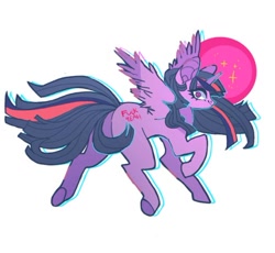 Size: 500x459 | Tagged: safe, artist:soaomyu, derpibooru import, twilight sparkle, twilight sparkle (alicorn), alicorn, pony, alternate cutie mark, female, looking at you, looking back, looking back at you, mare, simple background, smiling, solo, sparkles, spread wings, vulgar, white background, wide eyes, wings, wrong neighborhood