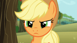 Size: 640x359 | Tagged: safe, derpibooru import, screencap, applejack, earth pony, pony, g4, no second prances, season 6, >:c, angry, animated, applejack is not amused, applejack's hat, clothes, cowboy hat, discovery family logo, female, frown, gif, hat, mare, solo