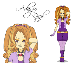 Size: 727x617 | Tagged: safe, artist:suetora, derpibooru import, adagio dazzle, equestria girls, belt, boots, clothes, gloves, high heel boots, kisekae, shirt, shoes, shorts, simple background, socks, solo, vest, white background