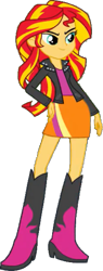 Size: 225x595 | Tagged: safe, artist:pascalmulokozi2, derpibooru import, edit, edited screencap, screencap, sunset shimmer, equestria girls, background removed, boots, clothes, high heel boots, jacket, leather jacket, shirt, shoes, simple background, skirt, solo, transparent background