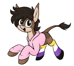 Size: 1912x1702 | Tagged: safe, artist:moonatik, derpibooru import, oc, oc only, clothes, colored sketch, cute, donkey oc, hoodie, nonbinary, pride, pride flag, simple background, sketch, socks, striped socks, transparent background