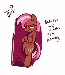 Size: 2480x2864 | Tagged: safe, artist:jowyb, derpibooru import, babs seed, earth pony, pony, 2020, bipedal, female, old art, solo, speedpaint