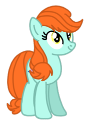 Size: 431x606 | Tagged: safe, artist:mattiedrawsponies, derpibooru import, bright eyes, earth pony, pony, g1, g4, my little pony tales, bright eyedorable, colored, cute, female, full body, g1 to g4, generation leap, golden eyes, hooves, mare, orange hair, orange mane, orange tail, simple background, smiling, solo, standing, tail, transparent background, vector