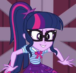 Size: 1031x990 | Tagged: safe, derpibooru import, screencap, sci-twi, twilight sparkle, better together, equestria girls, holidays unwrapped, cropped, solo, the cider louse fools