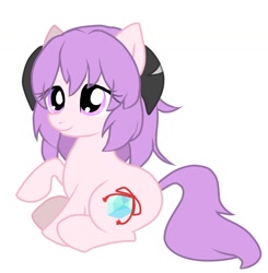 Size: 1486x1515 | Tagged: safe, artist:namaenonaipony, derpibooru import, earth pony, pony, female, hanyuu, higurashi no naku koro ni, raised hoof, raised leg, simple background, sitting, solo, white background