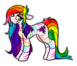 Size: 1584x1356 | Tagged: safe, artist:sexygoatgod, derpibooru import, oc, oc only, hybrid, pony, zebra, zony, adoptable, female, pride, solo