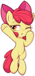 Size: 1019x2157 | Tagged: safe, artist:pestil, apple bloom, earth pony, pony, adorabloom, armpits, cute, explicit source, female, filly, foal, one eye closed, open mouth, simple background, sleepy, solo, transparent background, white outline, yawn