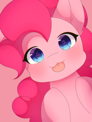 Size: 1500x2000 | Tagged: safe, artist:dddreamdraw, derpibooru import, pinkie pie, earth pony, pony, :3, :p, bust, cute, diapinkes, female, mare, pink background, ponk, portrait, simple background, solo, tongue, tongue out