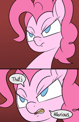 Size: 1080x1670 | Tagged: safe, artist:happy harvey, derpibooru import, pinkie pie, earth pony, pony, colored pupils, dialogue, drawn on phone, drawthread, female, hilarious, mare, ponified, serious, serious face