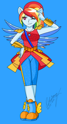 Size: 1100x2032 | Tagged: safe, artist:denisseguadiana, derpibooru import, rainbow dash, equestria girls, legend of everfree, clothes, crystal guardian, crystal wings, one eye closed, shoes, sneakers, solo, wings, wink