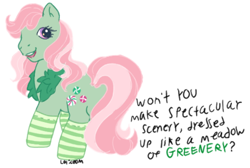 Size: 762x513 | Tagged: safe, artist:serasugee, derpibooru import, minty, earth pony, pony, g3, the world's biggest tea party, butt, clothes, lyrics, plot, simple background, sketch, socks, solo, striped socks, text, white background