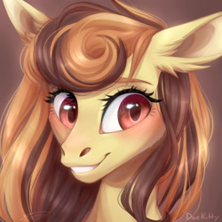 Size: 1920x1920 | Tagged: safe, artist:doekitty, derpibooru import, oc, oc only, oc:cinnamon bliss, pony, blushing, bust, female, looking at you, mare, portrait, smiling, smiling at you, solo