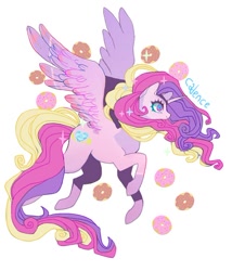 Size: 498x581 | Tagged: safe, artist:maitosoap, derpibooru import, princess cadance, alicorn, pony, flower, flying, solo, sparkles, spread wings, wings