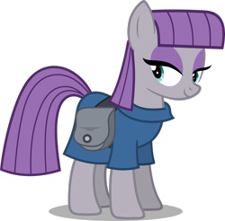 Size: 2469x2429 | Tagged: safe, artist:cencerberon, derpibooru import, maud pie, earth pony, pony, .svg available, bag, female, high res, mare, saddle bag, shadow, simple background, smiling, solo, transparent background, vector, when she smiles