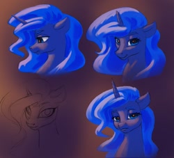 Size: 1319x1200 | Tagged: safe, artist:escapist, derpibooru import, princess luna, alicorn, pony, bust, female, looking at you, mare, portrait, profile, sketch, solo