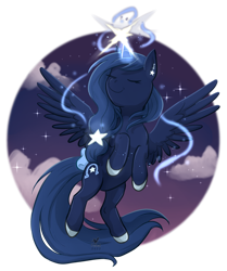 Size: 1280x1529 | Tagged: safe, artist:foxhatart, derpibooru import, oc, oc only, oc:night star, alicorn, pony, bow, female, hair bow, magic, mare, simple background, solo, transparent background