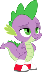 Size: 1280x2165 | Tagged: safe, artist:dashiesparkle, artist:ponygamer2020, derpibooru import, spike, dragon, princess spike (episode), clothes, clothes swap, converse, cosplay, costume, crossover, dragons wearing clothes, fangs, lidded eyes, male, miles "spike" prower, miles "tails" prower, shoes, simple background, smiling, sneakers, solo, sonic the hedgehog (series), transparent background, vector