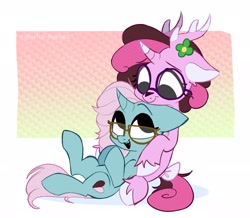 Size: 2500x2182 | Tagged: safe, artist:syrupyyy, derpibooru import, oc, oc only, pony, unicorn, duo