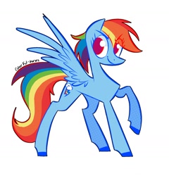 Size: 1620x1685 | Tagged: safe, artist:syrupyyy, derpibooru import, rainbow dash, pegasus, pony, simple background, solo, white background