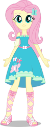 Size: 1024x2617 | Tagged: safe, artist:cencerberon, derpibooru import, fluttershy, equestria girls, armpits, arms wide open, female, fluttershy boho dress, geode of fauna, jewelry, looking at you, necklace, open-toed shoes, simple background, sleeveless, smiling, smiling at you, solo, transparent background, vector