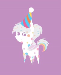 Size: 2575x3192 | Tagged: safe, artist:tikibat, derpibooru import, oc, oc:confetti cupcake, bat pony, pony, bat pony oc, cute, female, hat, lineless, mare, party hat, pointy ponies, polka dots, ponytail, solo