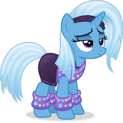 Size: 3665x3674 | Tagged: safe, artist:anime-equestria, derpibooru import, trixie, pony, unicorn, 80s, alternate hairstyle, clothes, female, headband, horn, leg warmers, lidded eyes, mare, shorts, simple background, smiling, solo, transparent background, vector, workout outfit