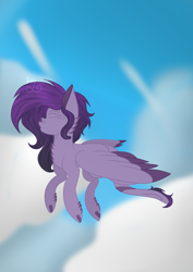 Size: 2480x3508 | Tagged: safe, artist:thecommandermiky, derpibooru import, oc, oc:miky command, cat, cat pony, original species, pegasus, pony, flying, sky, solo, spread wings, wings