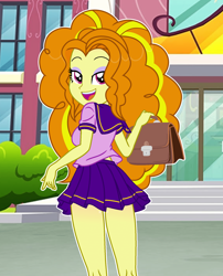 Size: 1920x2375 | Tagged: safe, artist:vizirka, derpibooru import, adagio dazzle, equestria girls, canterlot high, clothes, commissioner:iv's, female, looking back, outline, school uniform, schoolgirl, skirt, solo, thighs, white outline