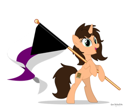 Size: 1280x1110 | Tagged: artist needed, safe, artist:lynnthenerdkitty, artist:small-brooke1998, derpibooru import, oc, oc only, oc:small brooke, pony, unicorn, base, base used, bipedal, demisexual pride flag, holding a flag, pride, pride flag, pride month, simple background, solo, transparent background