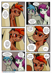 Size: 2480x3508 | Tagged: safe, artist:dsana, derpibooru import, oc, oc:fireweed, oc:rust wing, oc:thistledown, earth pony, pegasus, pony, comic:a storm's lullaby, colt, comic, female, filly, foal, high res, male, stallion
