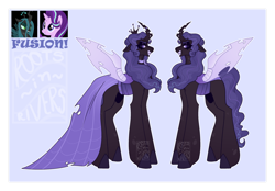 Size: 1280x892 | Tagged: safe, artist:gothalite, derpibooru import, queen chrysalis, starlight glimmer, changeling, changeling queen, pony, unicorn, female, fusion, mare, purple changeling, simple background, smiling, smirk, transparent background