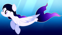 Size: 1280x726 | Tagged: safe, artist:cindystarlight, derpibooru import, oc, oc only, oc:night light star, merpony, pony, seapony (g4), crepuscular rays, fin wings, fins, fish tail, race swap, seaponified, smiling, solo, species swap, sunlight, tail, underwater, water, wings