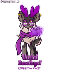 Size: 810x986 | Tagged: safe, artist:redpalette, derpibooru import, oc, oc only, oc:violet amethyst, deer, reindeer, clothes, cute, fluffy, front view, glasses, magic, scarf, simple background, solo, unshorn fetlocks, white background