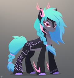 Size: 1900x2000 | Tagged: safe, artist:luminousdazzle, derpibooru import, oc, oc only, earth pony, pony, body markings, braid, braided tail, design, female, gradient background, mare, solo, tail, unnamed oc