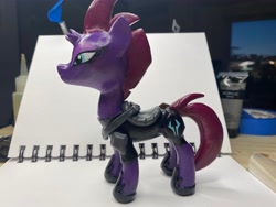 Size: 4032x3024 | Tagged: safe, artist:earthenpony, derpibooru import, tempest shadow, pony, unicorn, broken horn, craft, female, high res, horn, irl, mare, notebook, photo, sculpture, solo