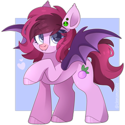 Size: 1883x1885 | Tagged: safe, artist:cinnamontee, derpibooru import, oc, oc only, oc:bree berry, bat pony, pony, female, mare, solo