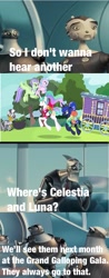 Size: 479x1218 | Tagged: safe, derpibooru import, edit, edited screencap, screencap, princess celestia, princess luna, silverstream, zecora, alicorn, hippogriff, pony, robot, zebra, between dark and dawn, season 9, spoiler:s09, 20th century fox, alternate hairstyle, barehoof, cappy (robots), cauldron, clothes, crossover, female, hasbro studios, hawaiian shirt, lotta little things, male, meme, phineas ratchet, ponytail, robots (movie), royal sisters, shirt, siblings, sisters, tail, tail bun, trixie's wagon, wagon