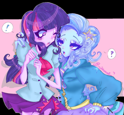 Size: 640x595 | Tagged: safe, artist:fox1well1, derpibooru import, trixie, twilight sparkle, equestria girls, blushing, female, lesbian, shipping, twixie