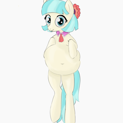 Size: 3000x3000 | Tagged: safe, artist:mitziprey, coco pommel, pony, fat